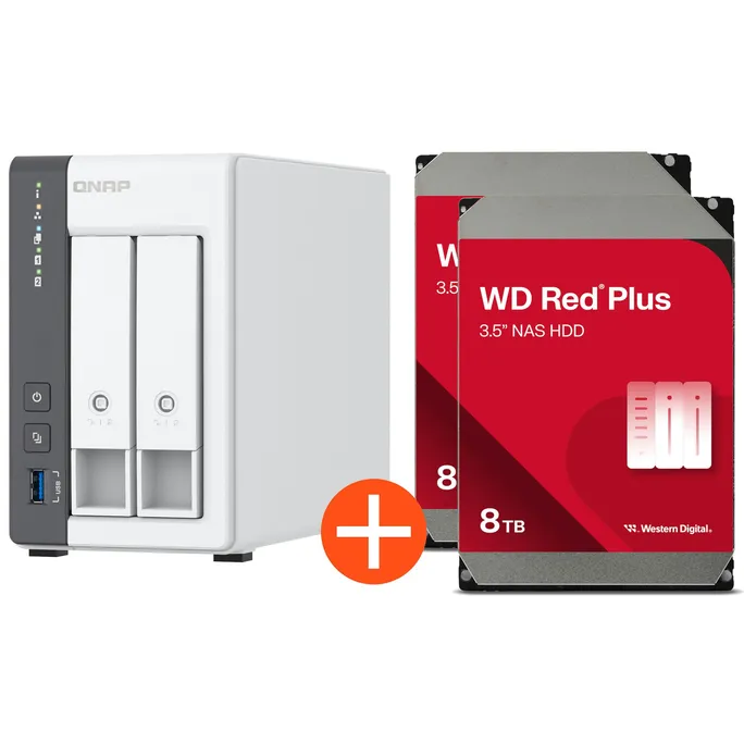 QNAP TS-216G NAS System 2-Bay 16TB inkl. 2x 8TB WD Red Plus WD80EFPX