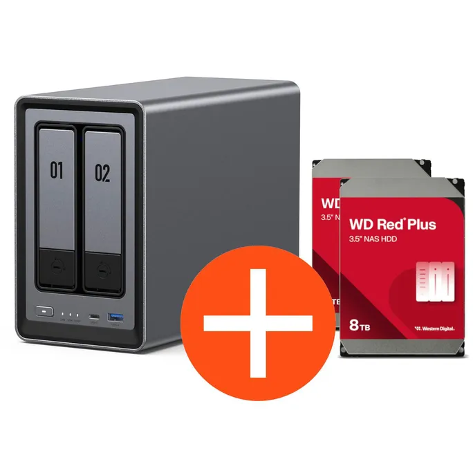 UGREEN NASync DXP2800 NAS System 2-Bay 16TB inkl. 2x WD WD80EFPX NAS HDD – 8 TB
