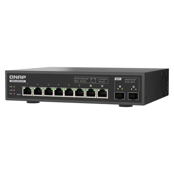QNAP QSW-L3208-2C6T 6 ports 10GbE RJ45, 2ports 10G SFP+/ NBASE-T Combo Switch