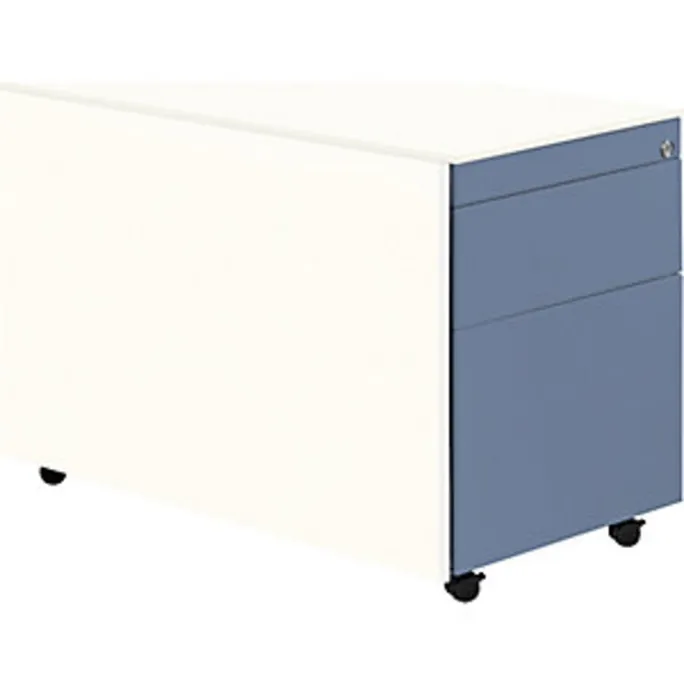 Schubladencontainer mit Rollen, 570×800, 1 Materials., 1 Hängereg., weiß/blau