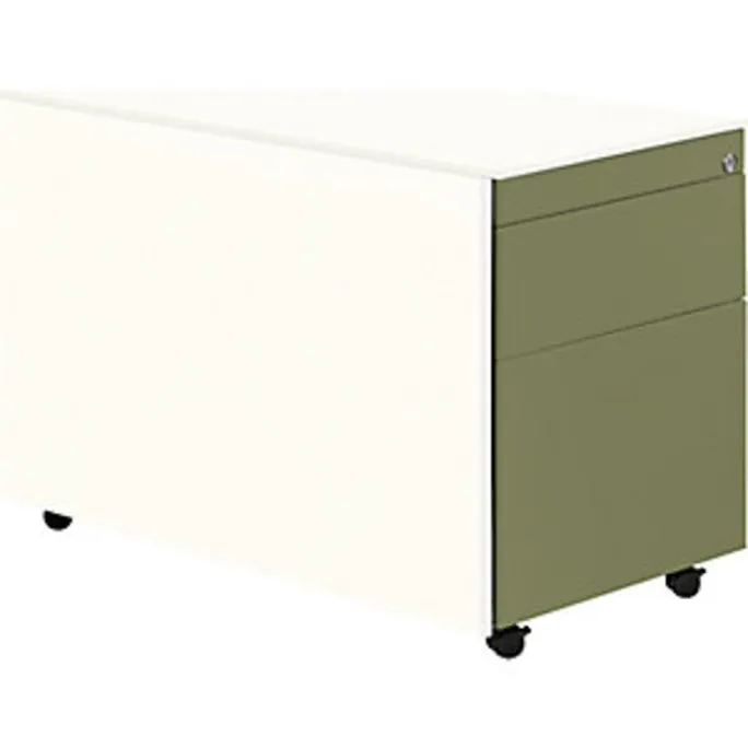 Schubladencontainer mit Rollen, 570×800, 1 Materials., 1 Hängereg., weiß/grün