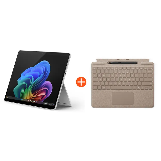 Microsoft Surface Pro (11. Edition) Copilot+ PC 13″ OLED 2in1 Platin Snapdragon® X Elite 16GB/1TB SSD Win11 EP2-08379 ohne Netzteil inkl. MS Surface Pro Keyboard mit Slim Pen Sand